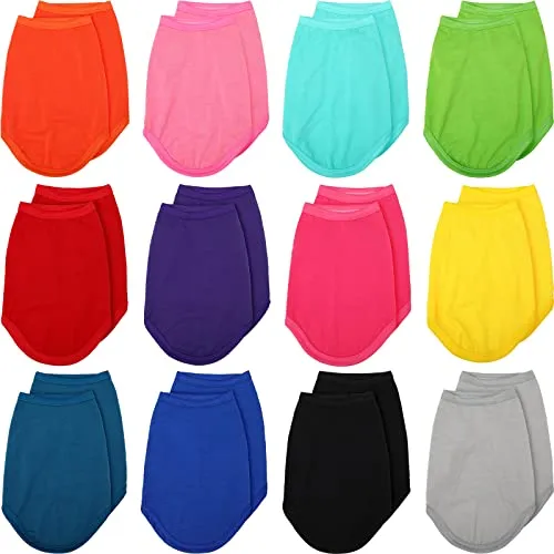 24 Pieces Dog Shirts Plain Dog T-Shirt Pet Puppy Blank Clothes Dog Solid Color T-Shirt Apparel Soft and Breathable Basic Clothes for Small Medium Large Dog Cats Puppy Pet (Small)