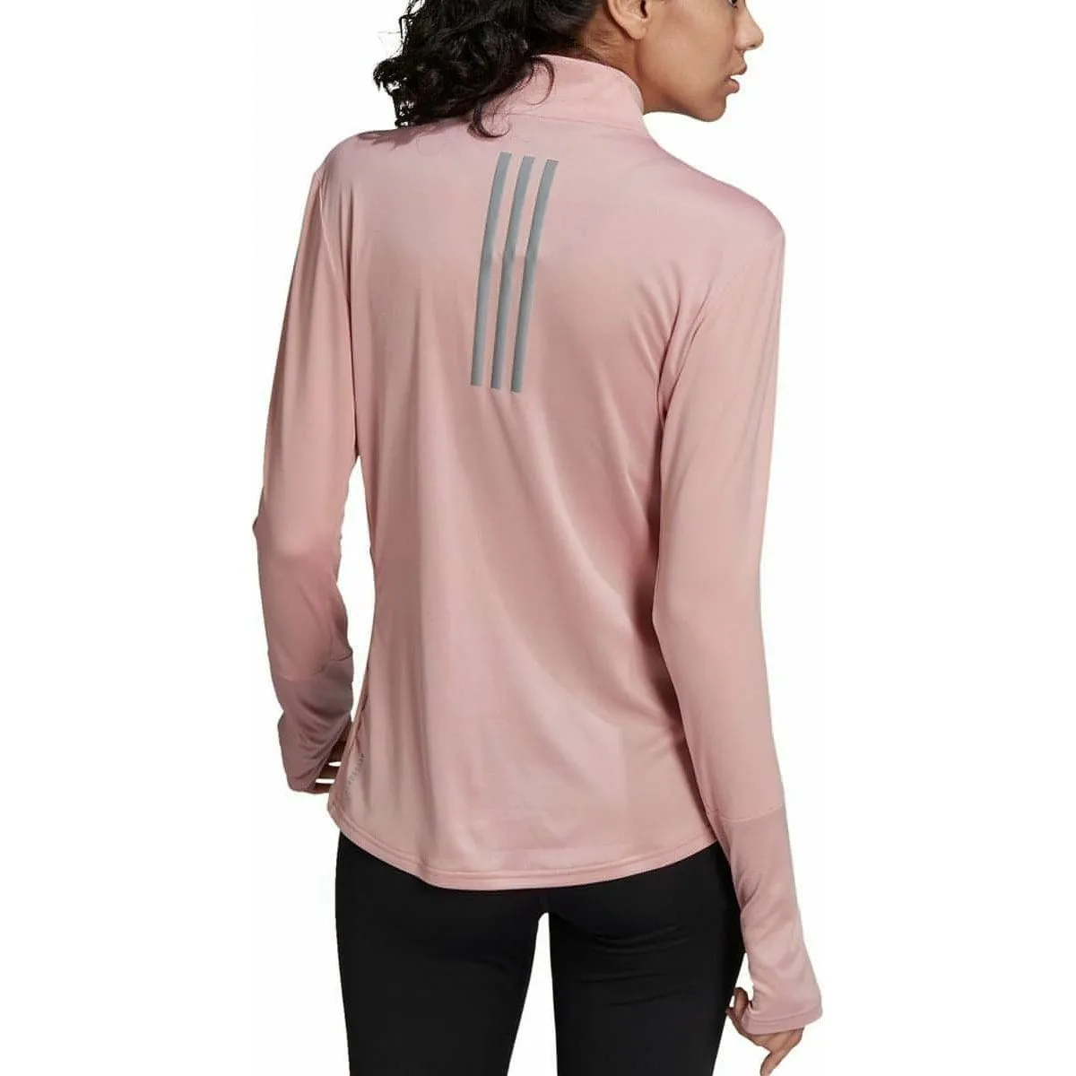 adidas Own The Run Half Zip Long Sleeve Womens Running Top - Pink