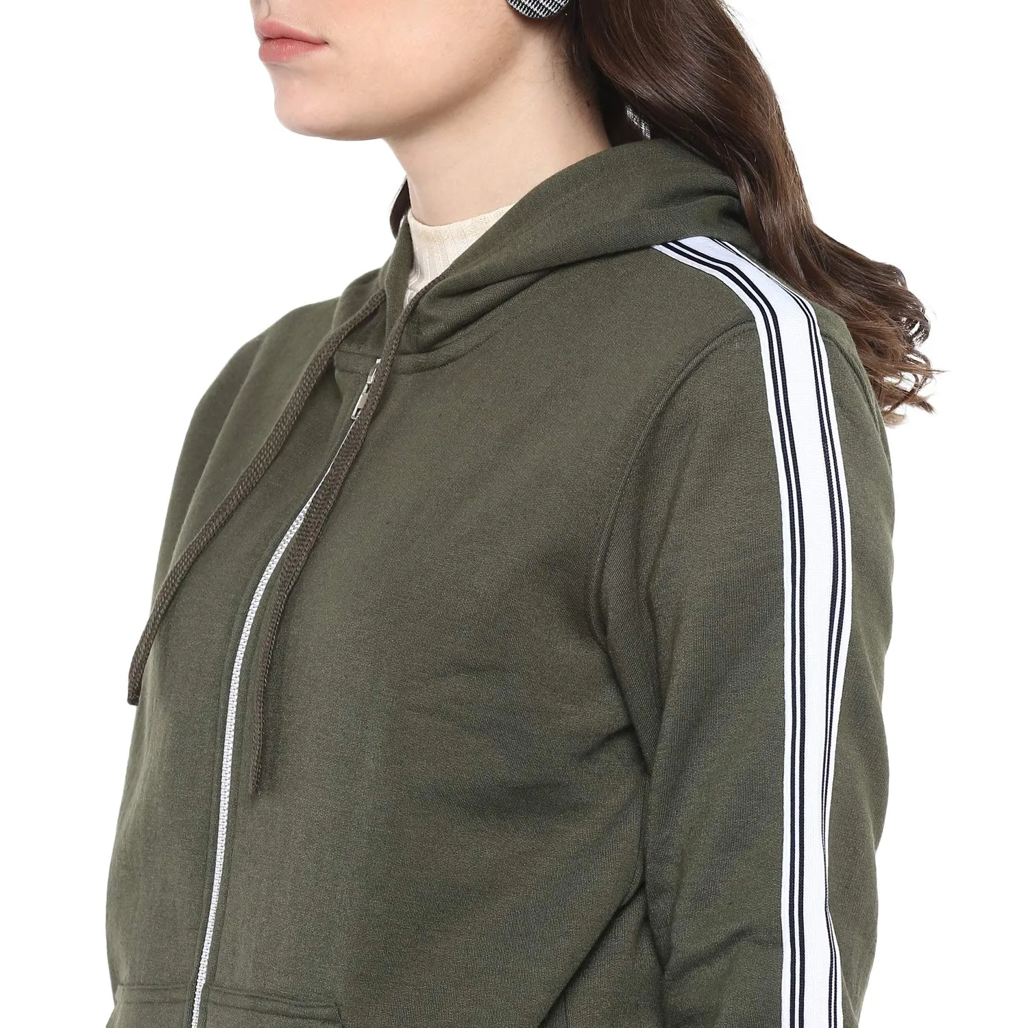 Alan Jones Clothing Women's Fleece Hooded Regular Hoodie (Wm19-Ssp11-Olive-L_Olive_Large)