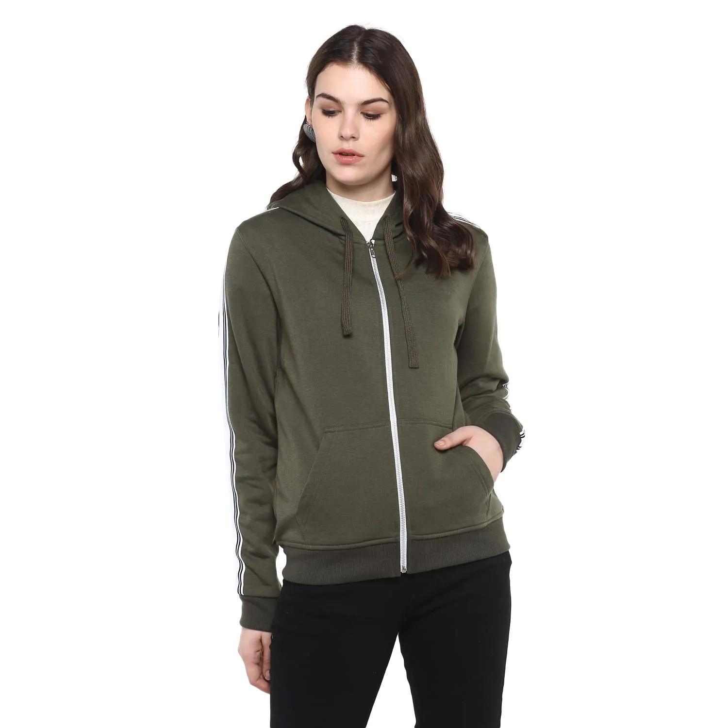 Alan Jones Clothing Women's Fleece Hooded Regular Hoodie (Wm19-Ssp11-Olive-L_Olive_Large)