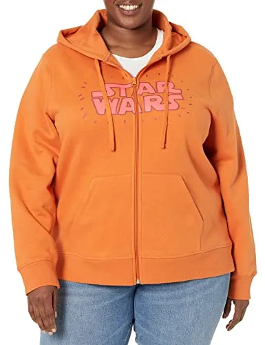 Amazon Essentials Disney | Marvel | Star Wars | Princess Women's Fleece Full-Zip Hoodie Sweatshirts (Available in Plus Size), Star Wars Logo, 6X