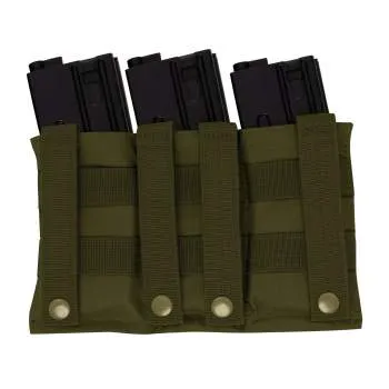 Army OD Green Lightweight Elastic Retention 3 Mag Pouch