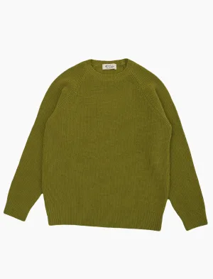 Avocado Ribbed Wool & Cashmere Crew Neck Jumper