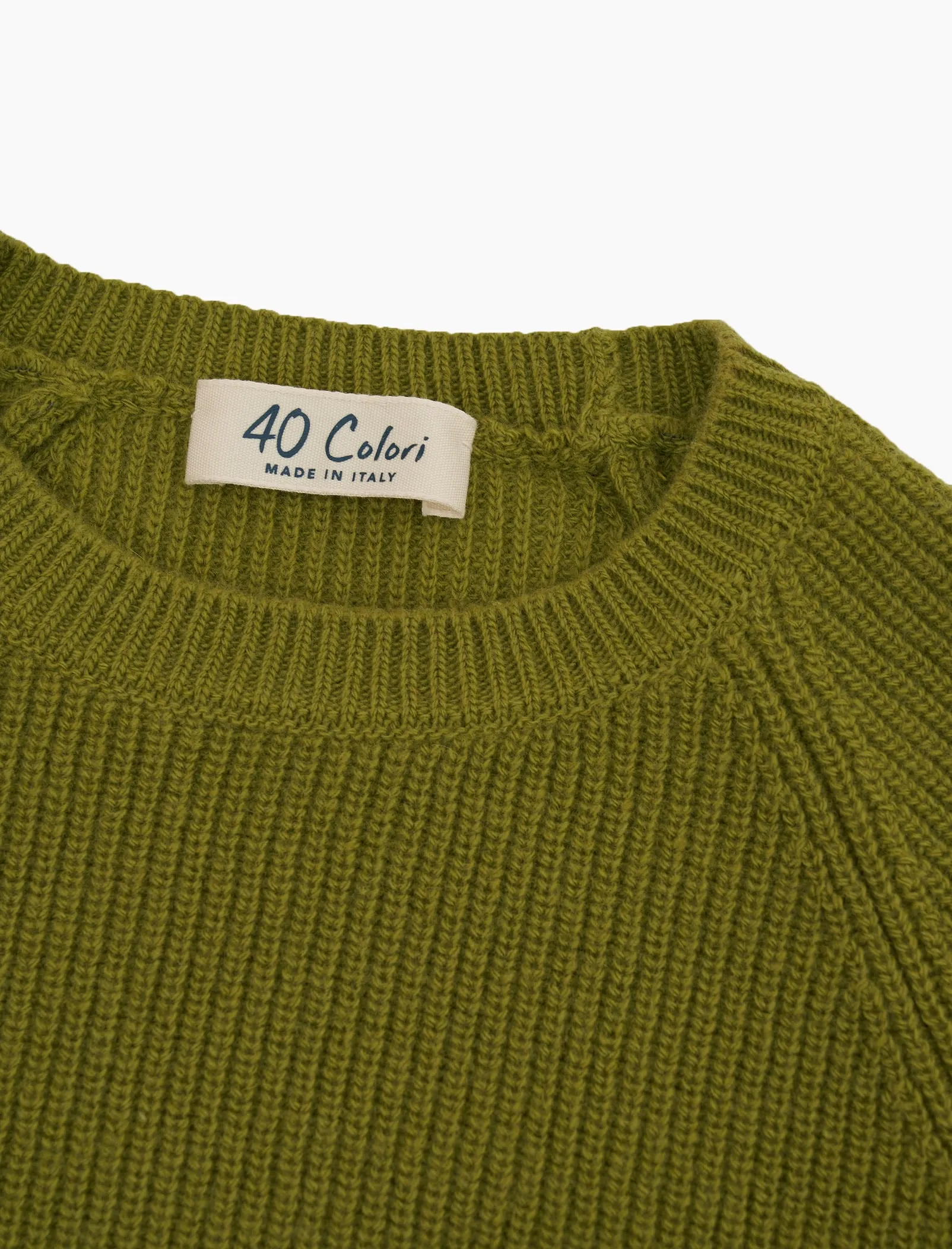 Avocado Ribbed Wool & Cashmere Crew Neck Jumper