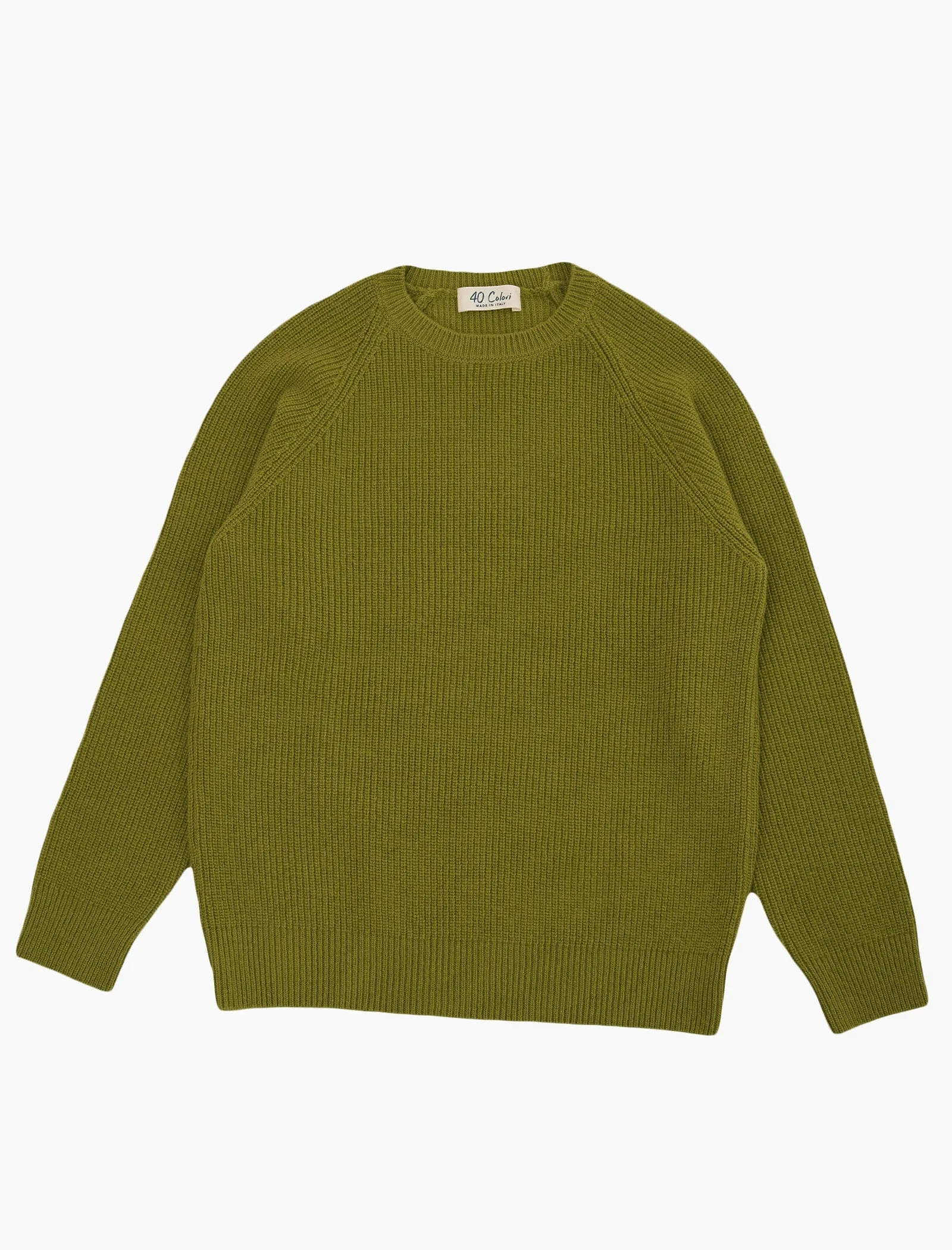 Avocado Ribbed Wool & Cashmere Crew Neck Jumper