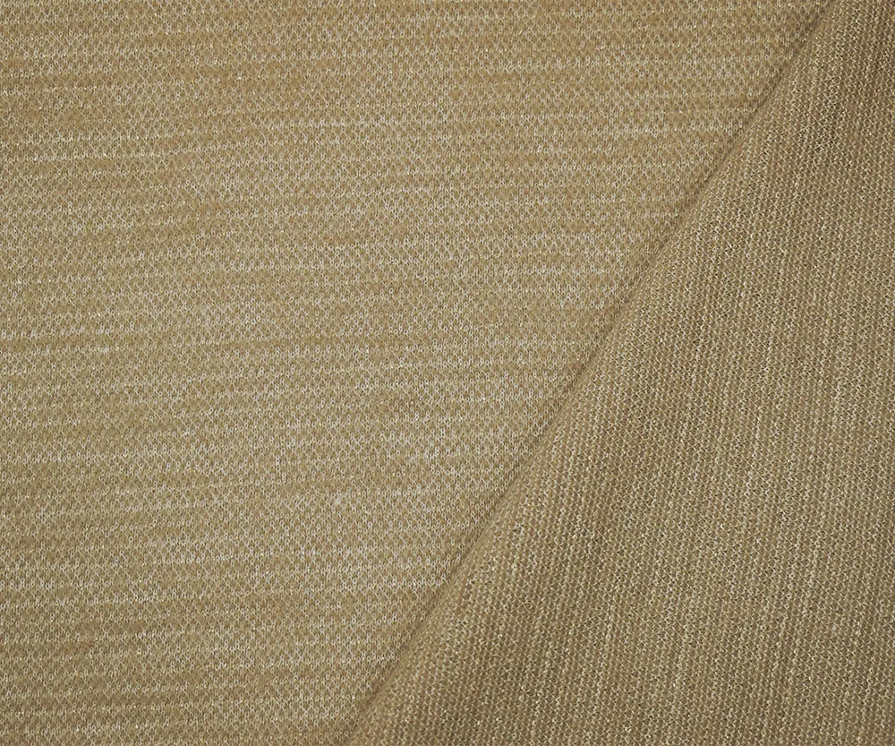 Beige-White-Gold Wool Blend Texture Sweater Knit Fabric