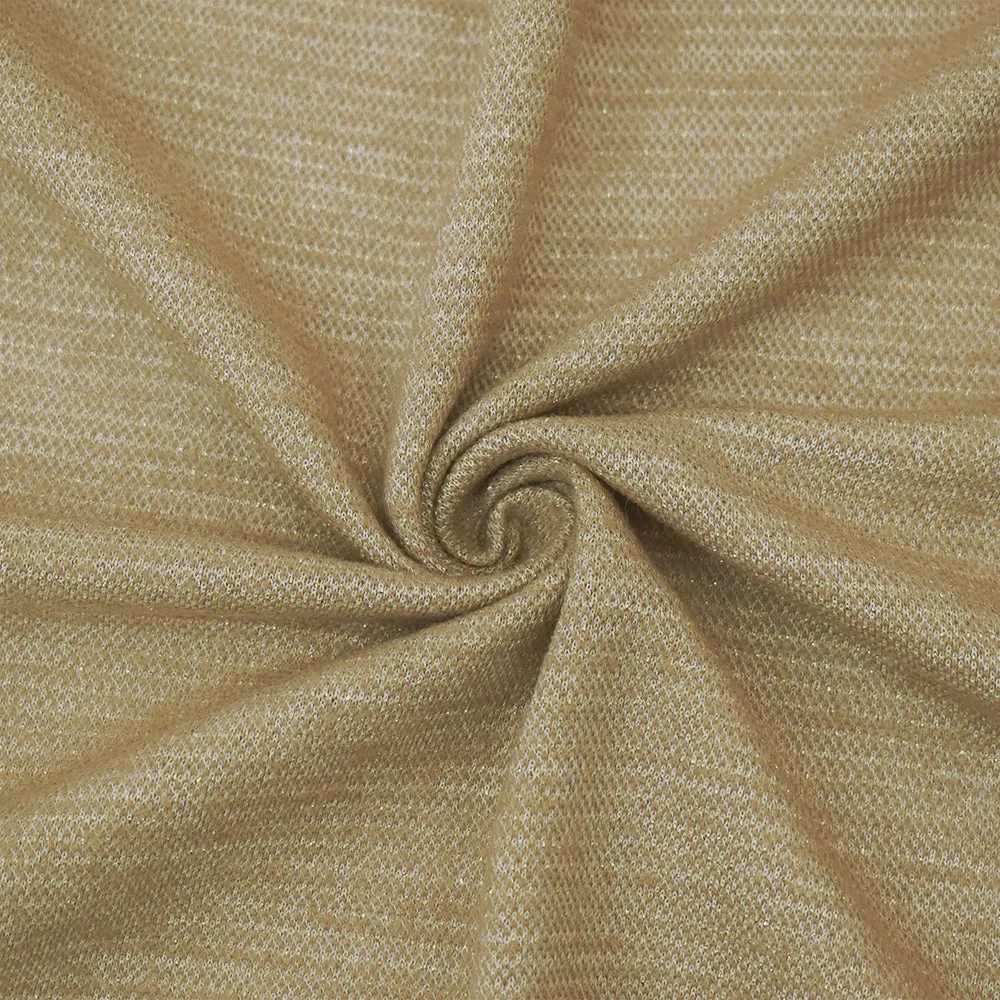 Beige-White-Gold Wool Blend Texture Sweater Knit Fabric