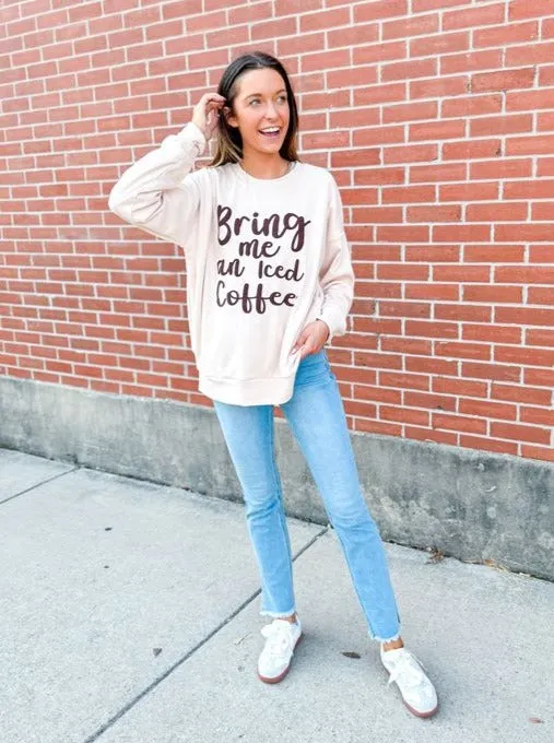 Bring Me an Iced Coffee Fleece Sweatshirt, Ivory