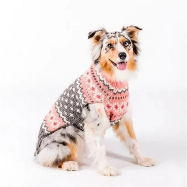 Chilly Dog Sweater Peach Fair Isle