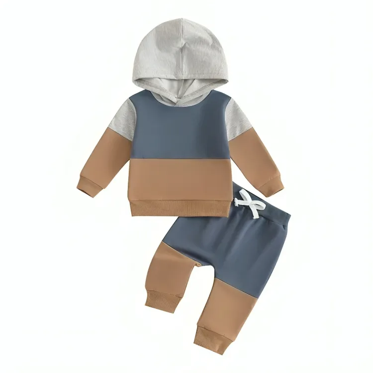 Color Block Hooded Jogger Baby Set