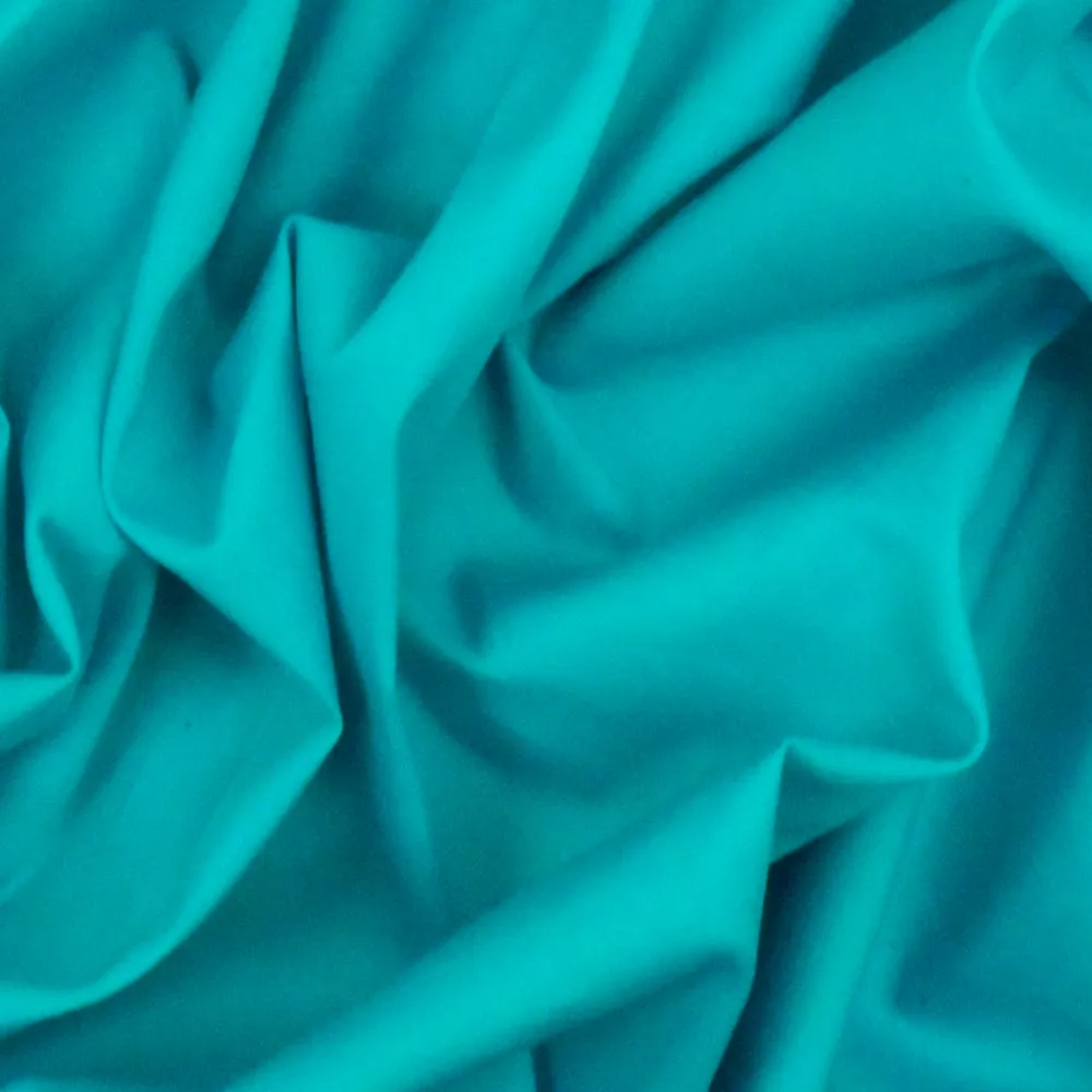 Coral Teal Solid Stretch Cotton Poplin Woven Fabric