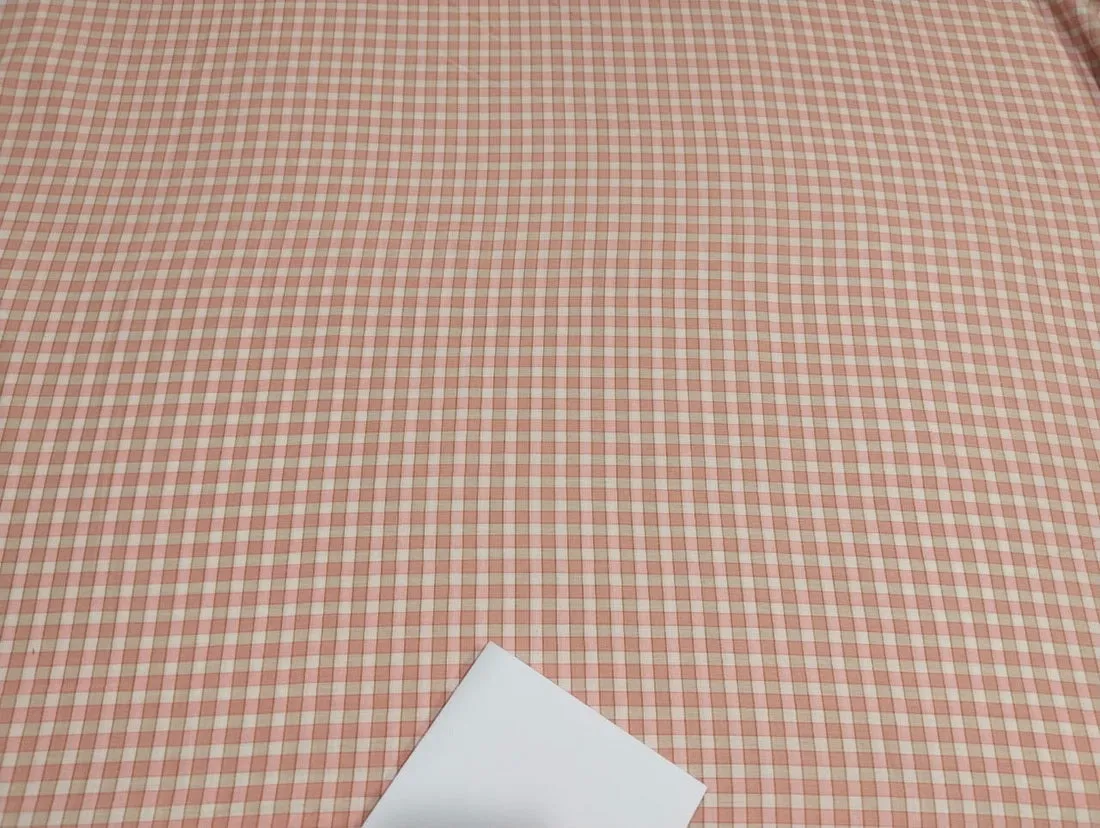 COTTON POPLIN PINK X IVORY BEIGE PLAIDS 58&quot; Wide.