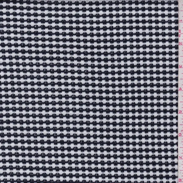 Dark Navy/White Stripe Bubble Thermal Knit Fabric