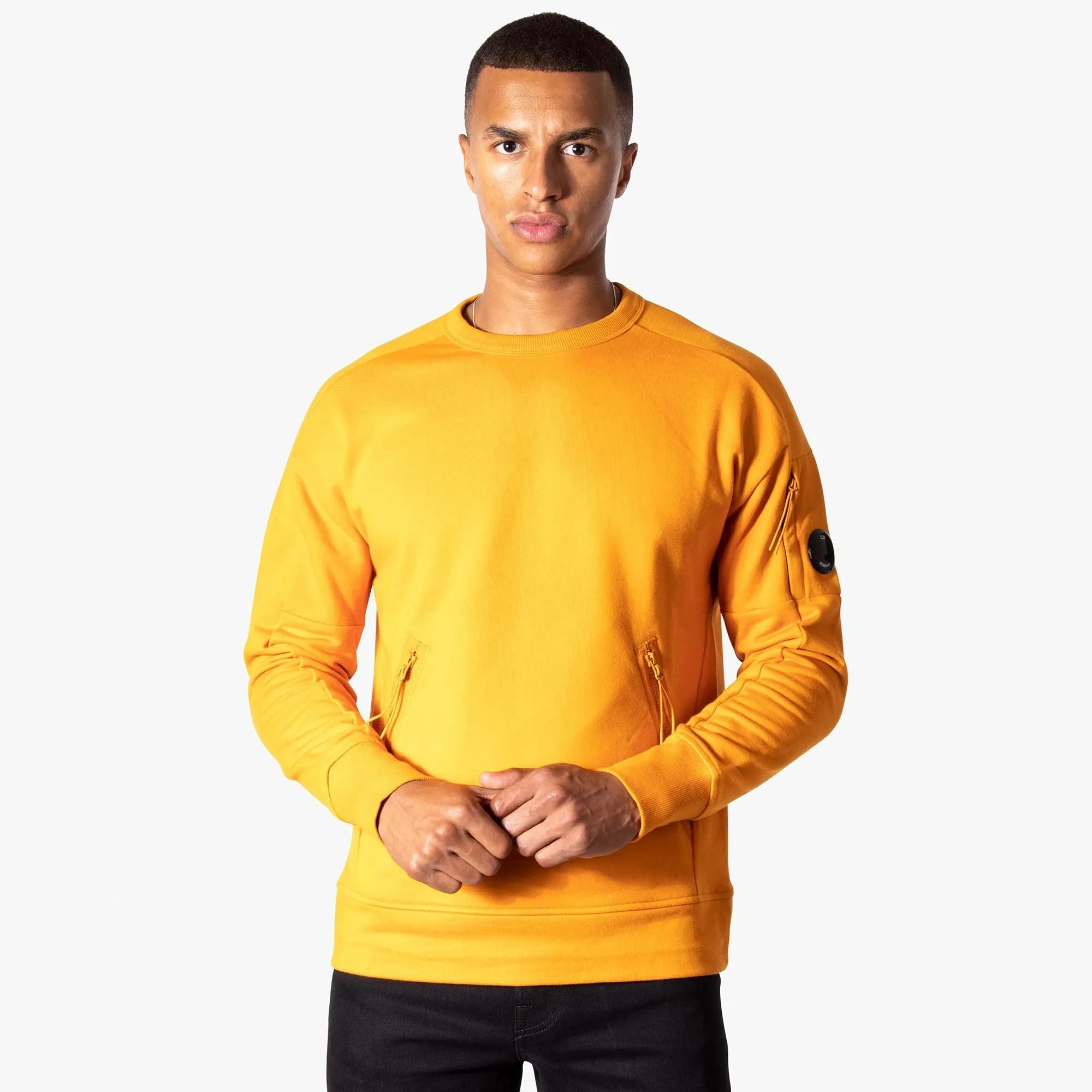 Diagonal Raised Fleece Zip Pocket Sweat