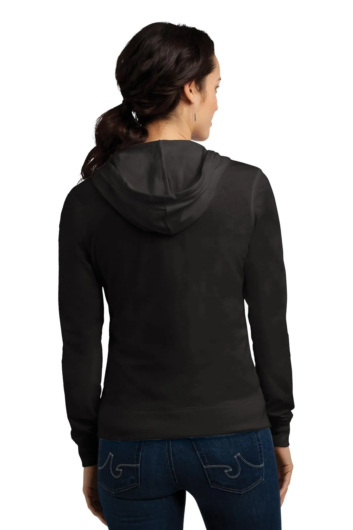 District Women's Fitted Jersey Full-Zip Hoodie. DT2100