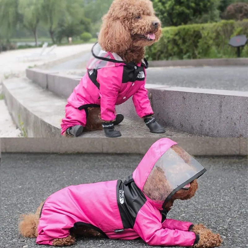 Dog Waterproof Raincoat Jumpsuit Reflective Rain Coat Hooded Jackets