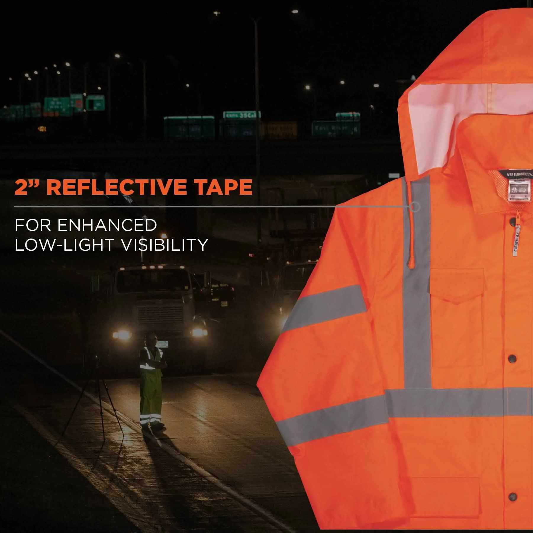 Ergodyne 24367 8366 3XL Orange Class 3 Lightweight Hi-Vis Rain Jacket