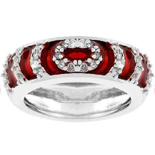 Garnet Enamel Ripple Ring