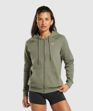 Gymshark Training Fleece Zip Hoodie - Base Green