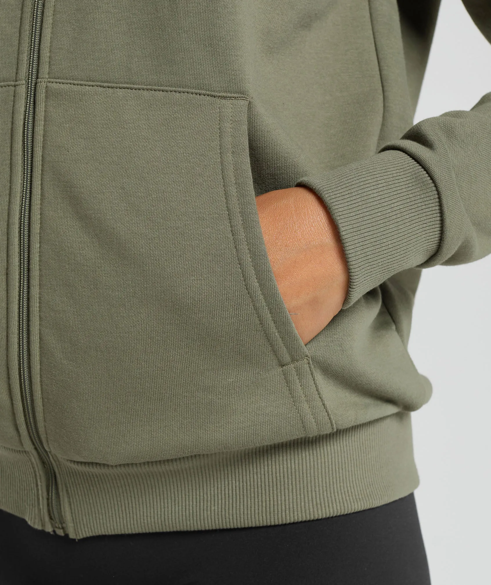 Gymshark Training Fleece Zip Hoodie - Base Green