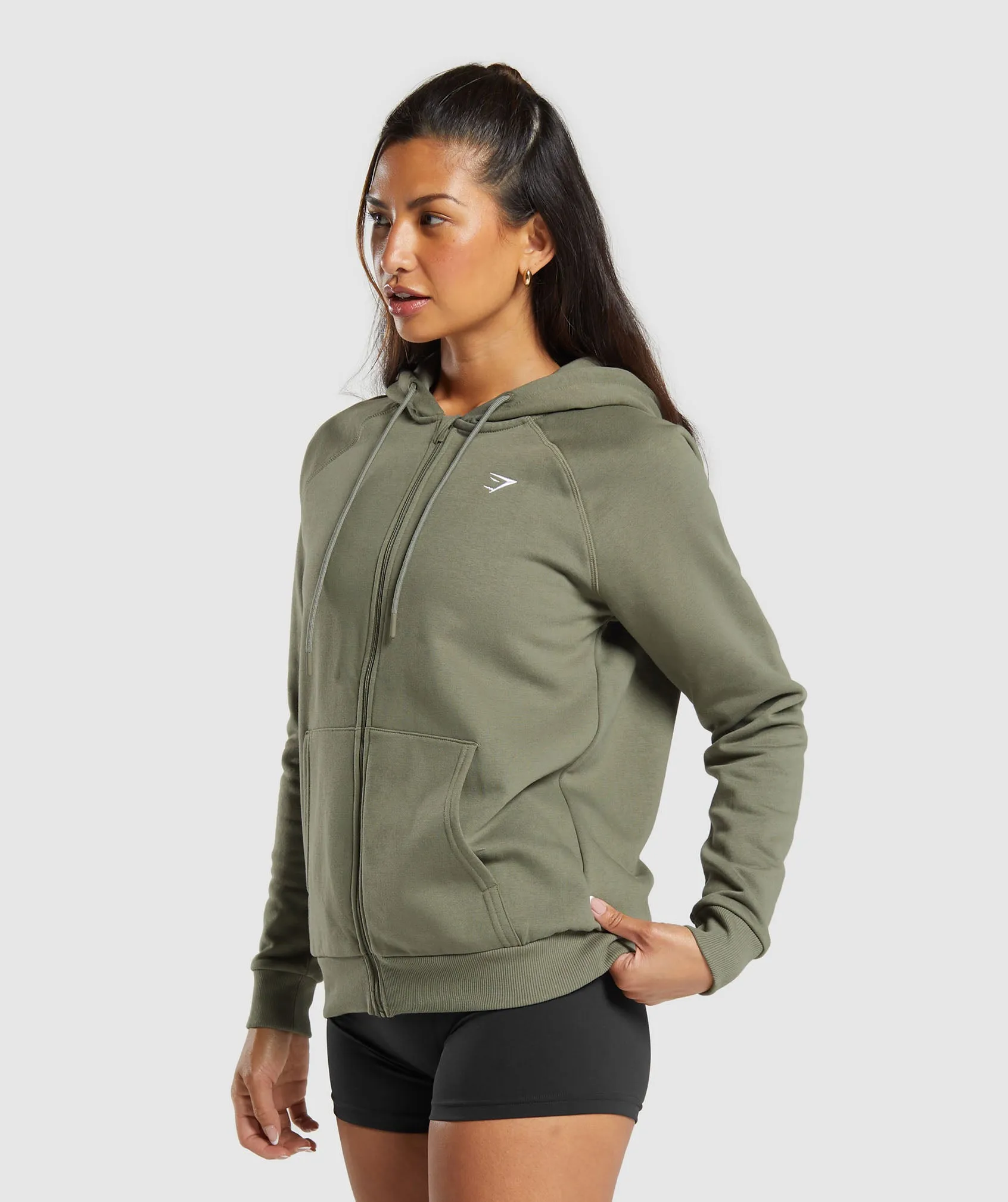 Gymshark Training Fleece Zip Hoodie - Base Green