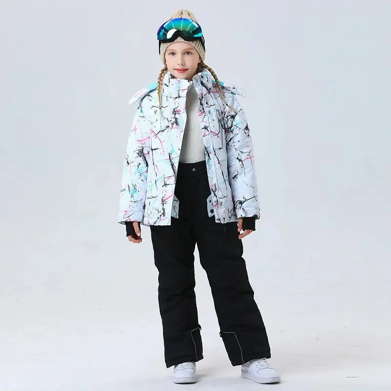 Hotian Girls Ski Snowboarding Jackets & Pants Set Softshell