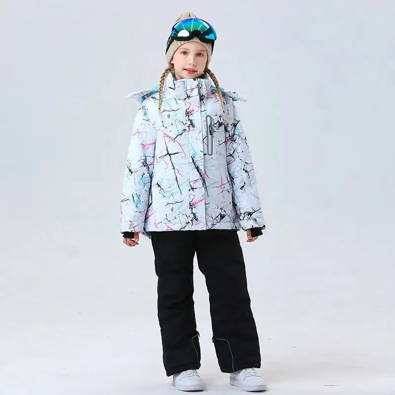 Hotian Girls Ski Snowboarding Jackets & Pants Set Softshell