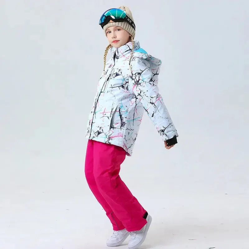 Hotian Girls Ski Snowboarding Jackets & Pants Set Softshell