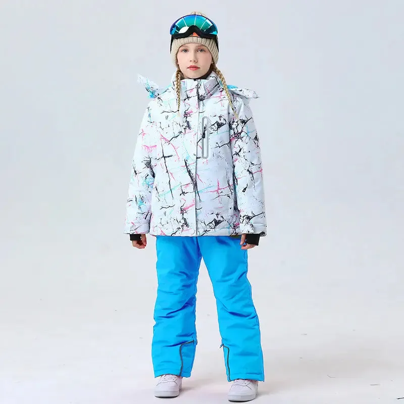 Hotian Girls Ski Snowboarding Jackets & Pants Set Softshell