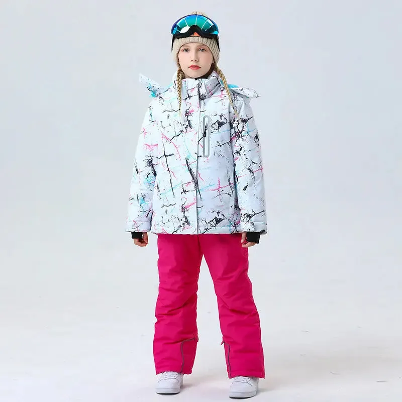 Hotian Girls Ski Snowboarding Jackets & Pants Set Softshell