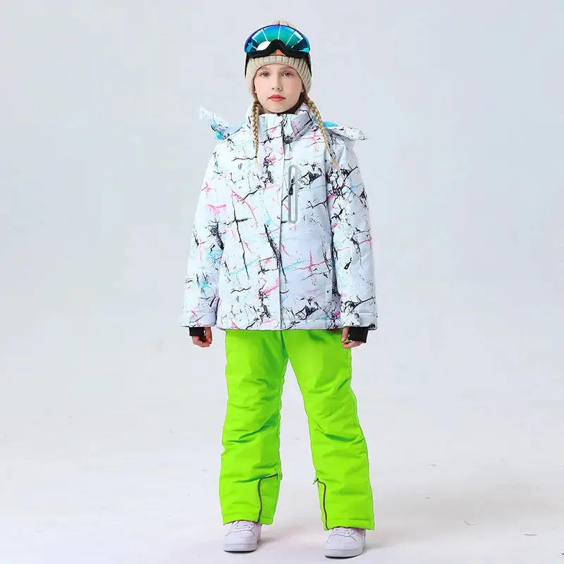 Hotian Girls Ski Snowboarding Jackets & Pants Set Softshell