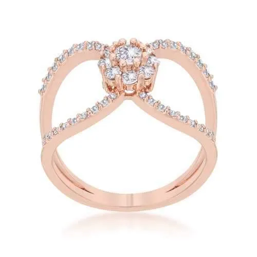 Joyce 0.4ct CZ Rose Gold Delicate Floral Wrap Ring