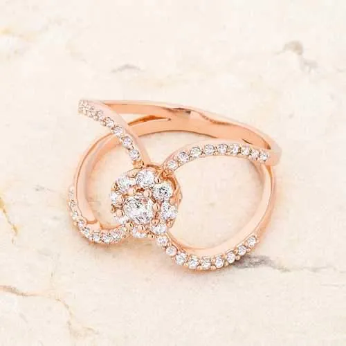 Joyce 0.4ct CZ Rose Gold Delicate Floral Wrap Ring