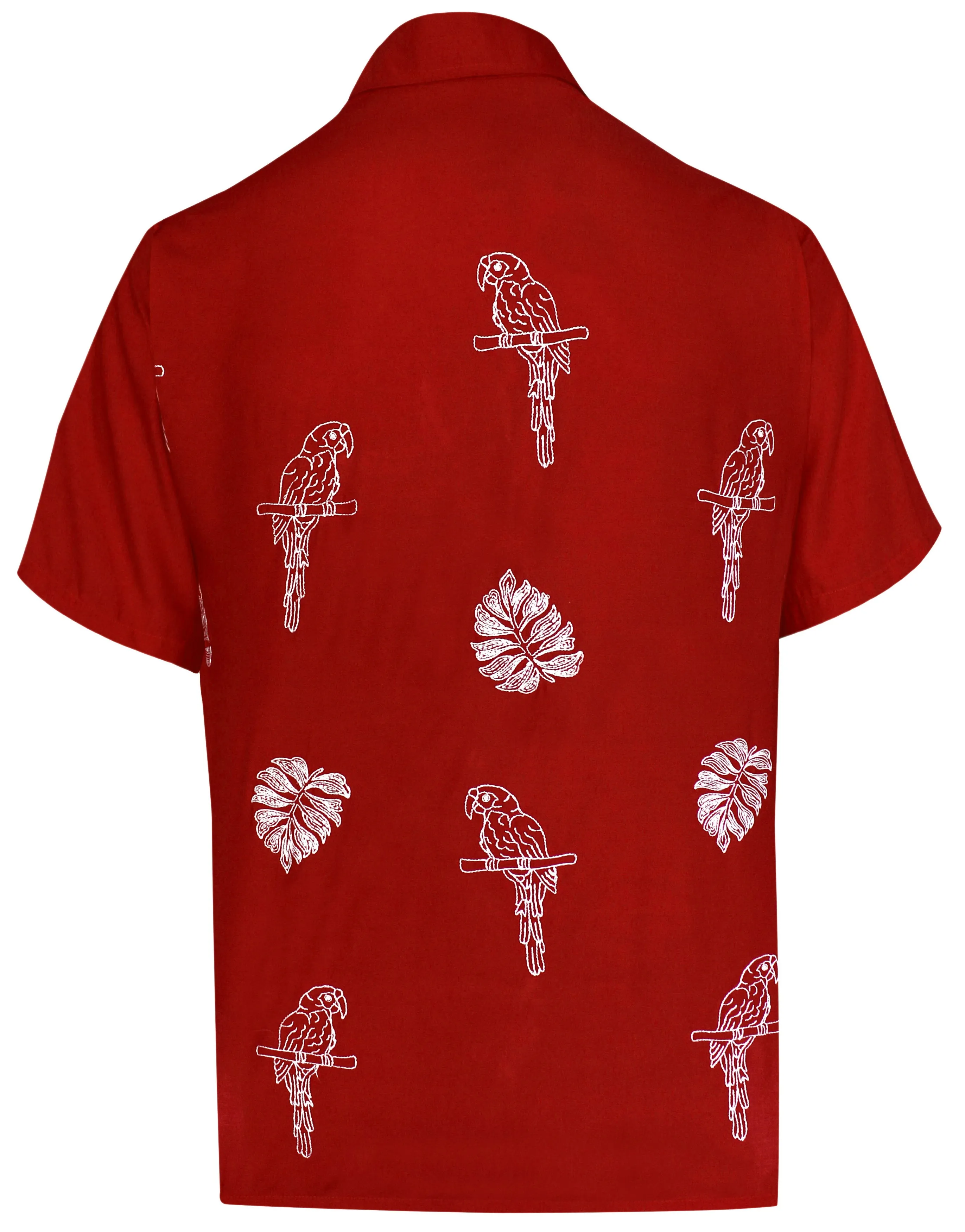 LA LEELA Men's Beach Hawaiian casual Aloha Button Down Short Sleeve shirt Red_W862