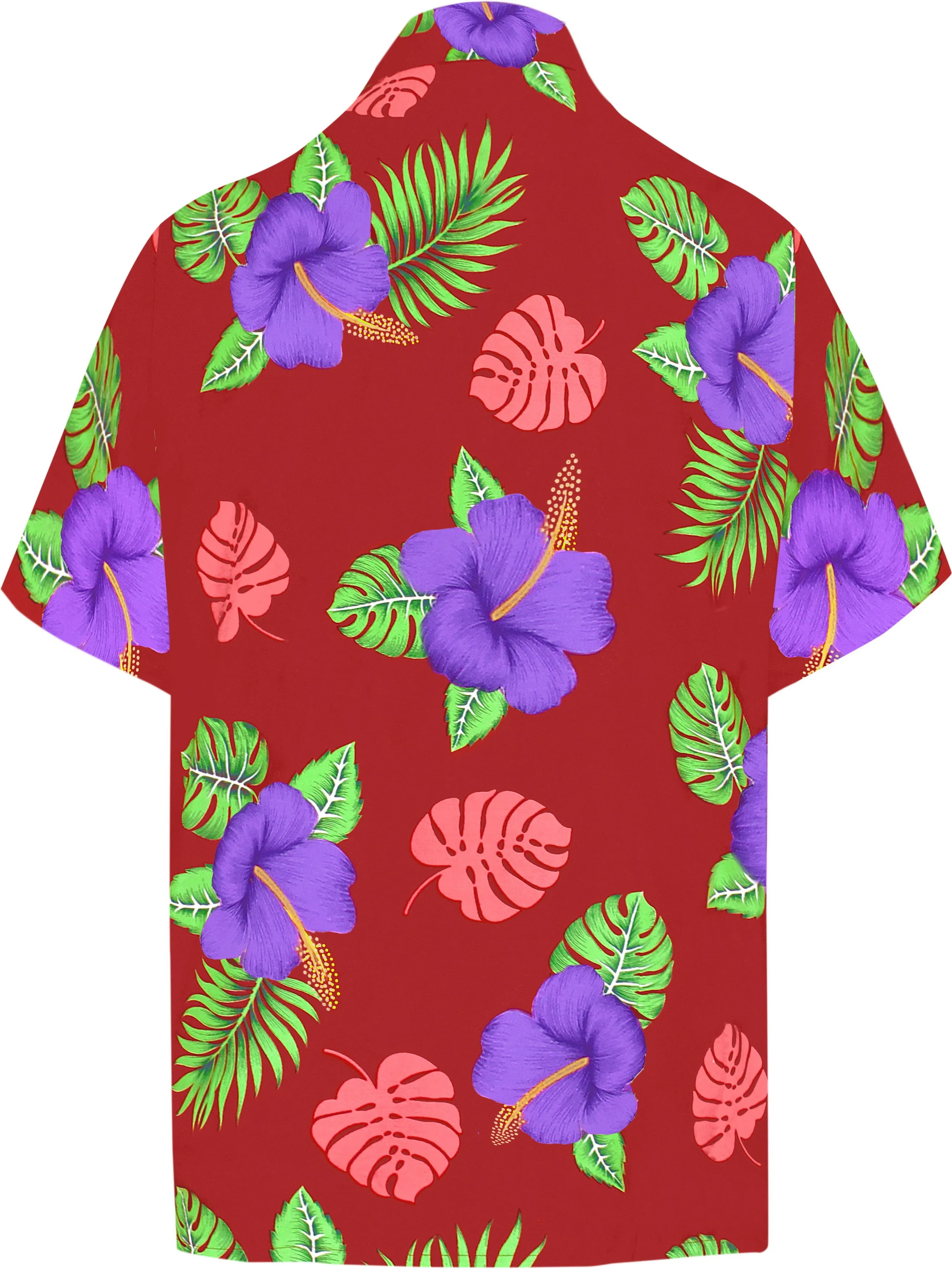 LA LEELA Shirt Casual Button Down Short Sleeve Beach Shirt Men Aloha Pocket Blood Red_W341