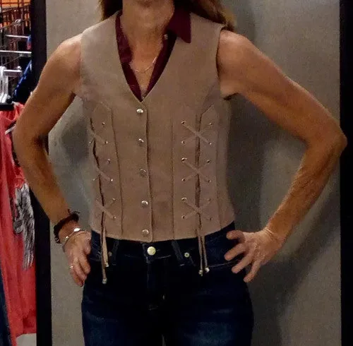 Ladies Brown Motorcycle Vest 1216brn