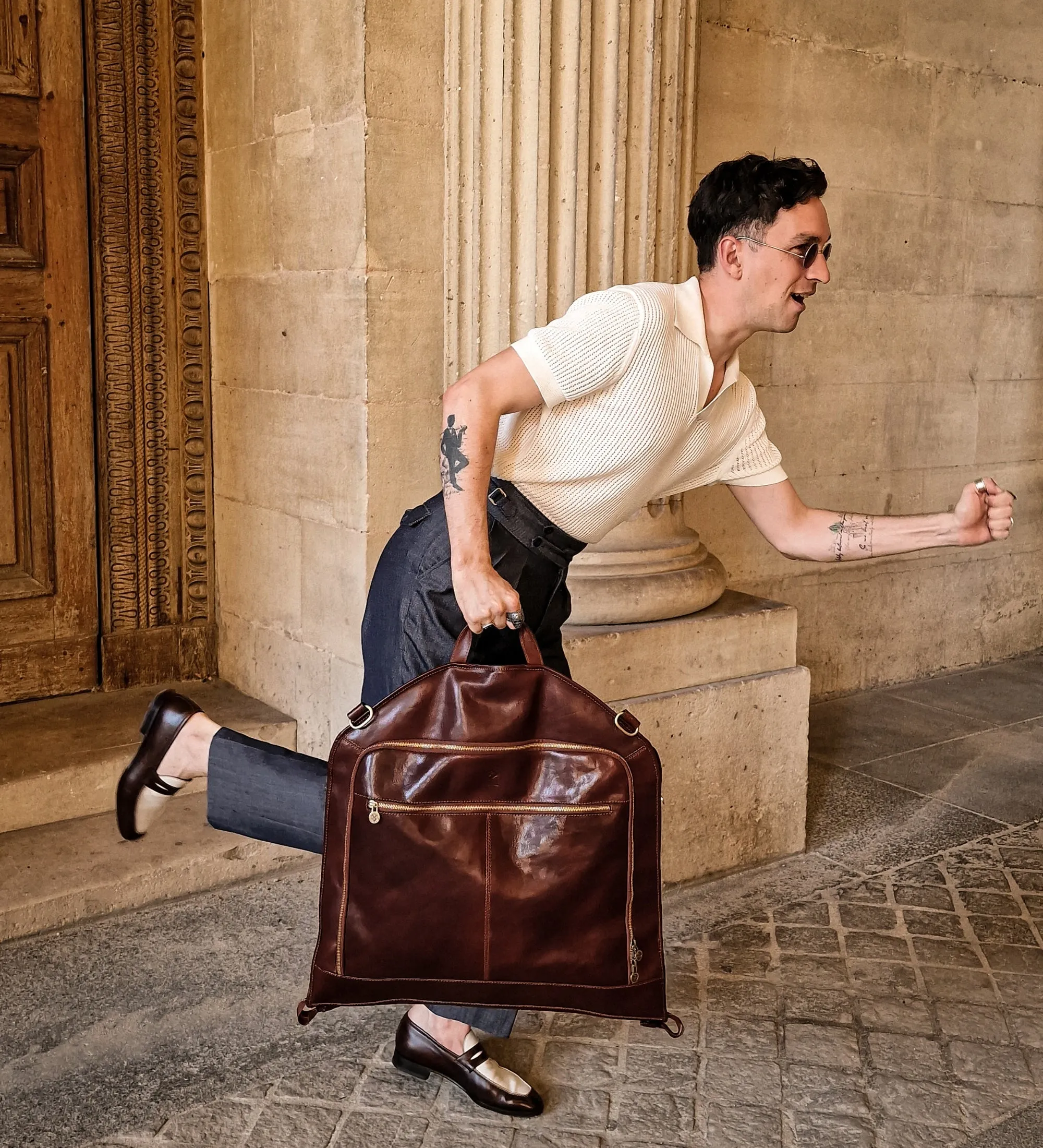 Leather Garment Bag - Travels with Charley