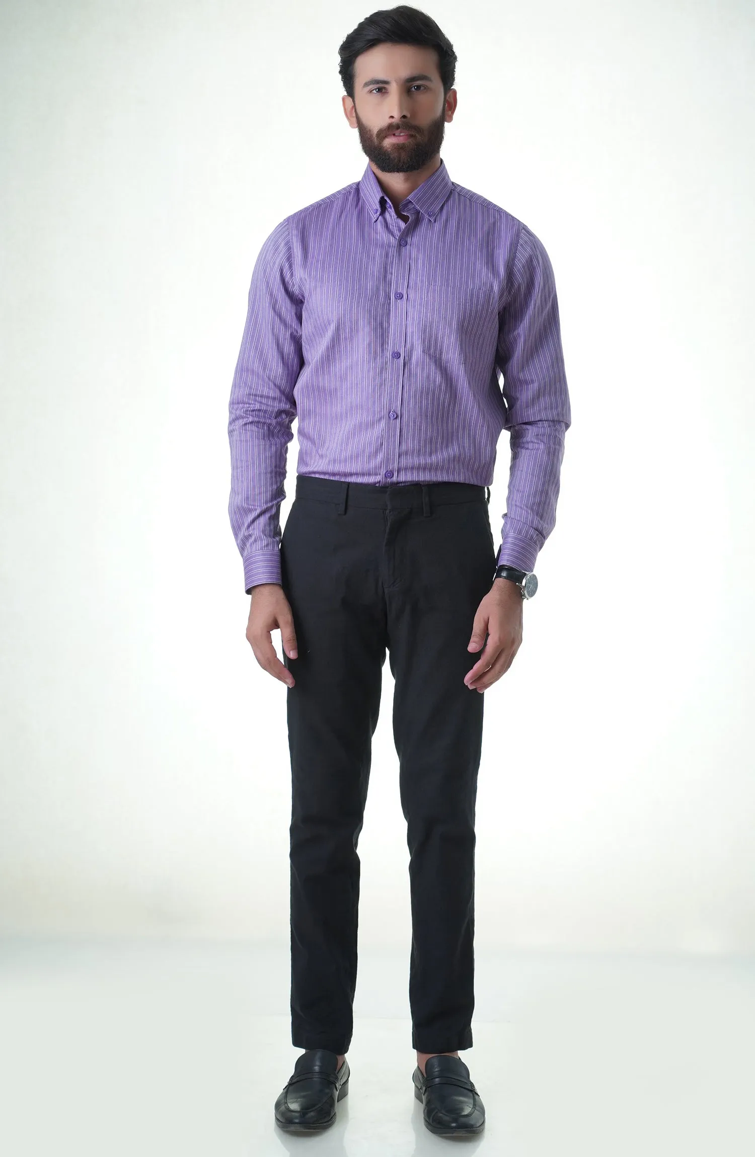 Light Purple Full Sleeves Cotton Shirt