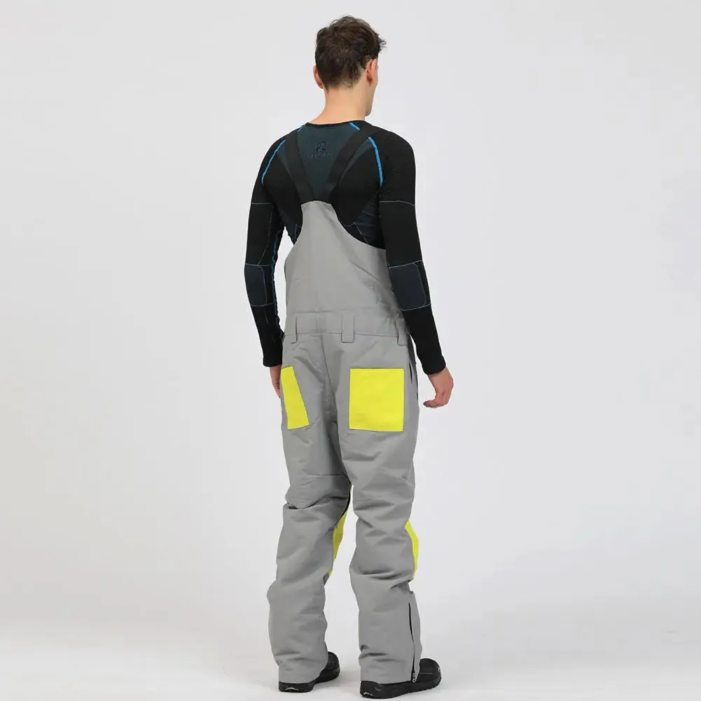 Loose Oner-piece Insulated Ski Snow Bibs Pants for Men