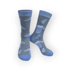 Men's Winter Jumper Grey and Blue Bamboo Socks