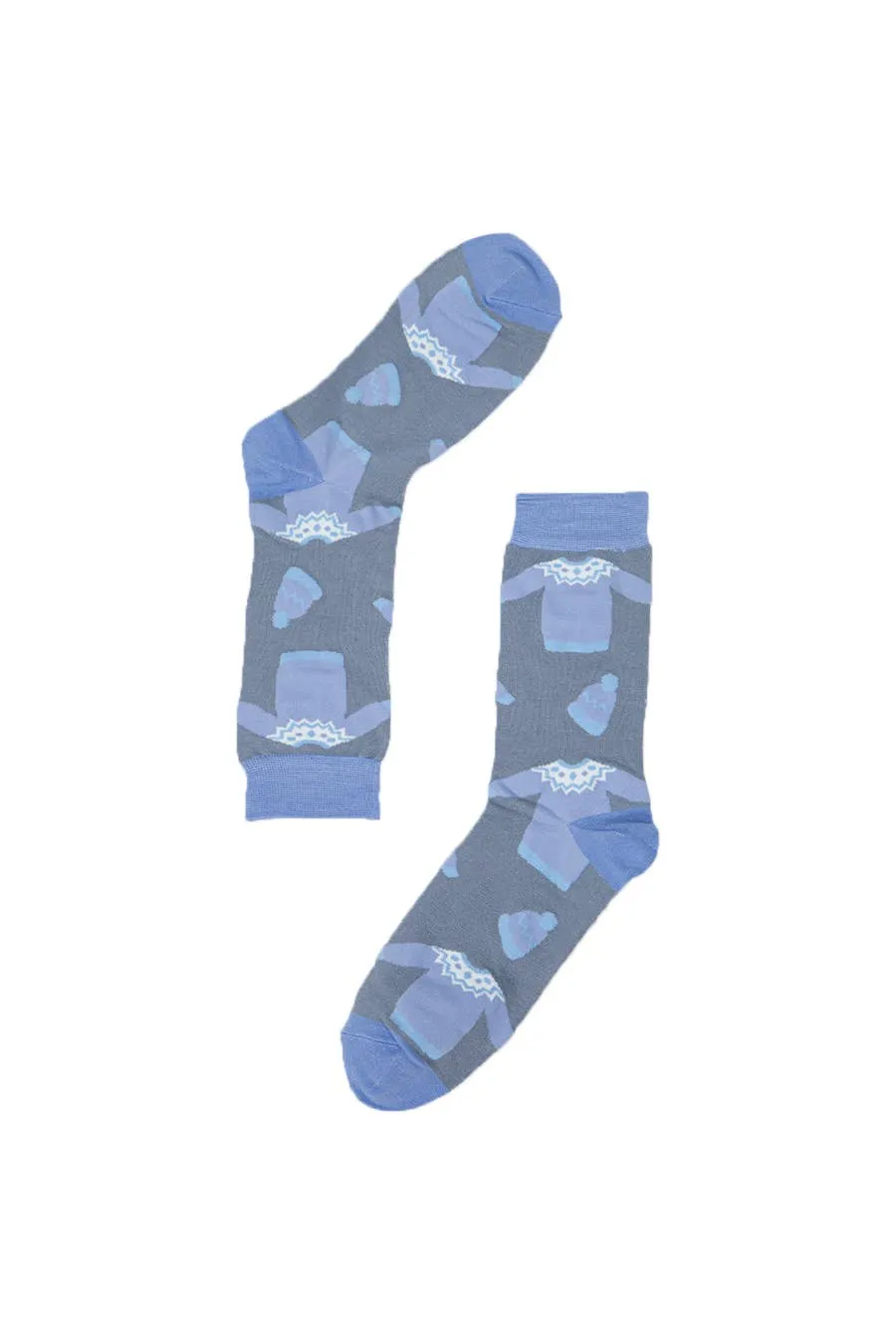 Men's Winter Jumper Grey and Blue Bamboo Socks