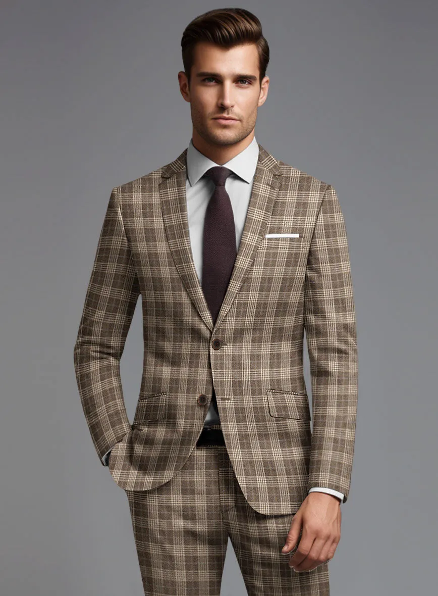 Noble Hugo Brown Wool Silk Linen Suit