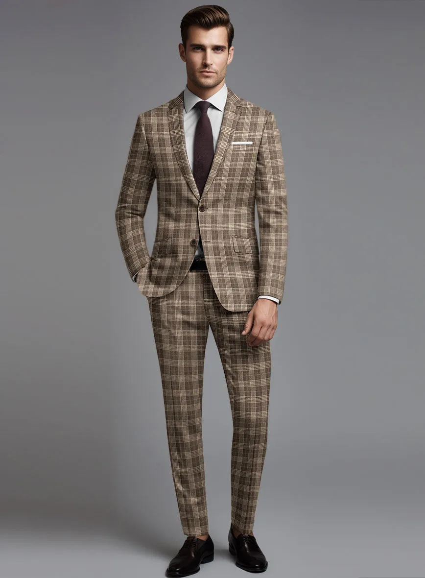 Noble Hugo Brown Wool Silk Linen Suit