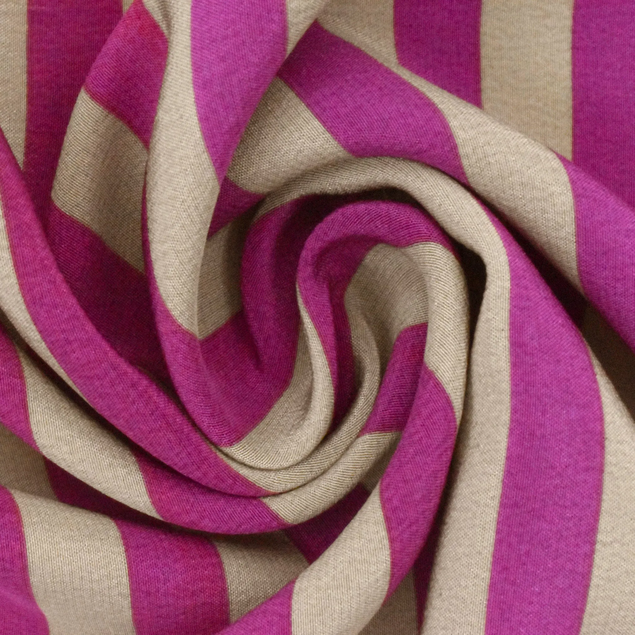 Pink-Purple-Taupe Stripe Printed Silk Faille Woven Fabric