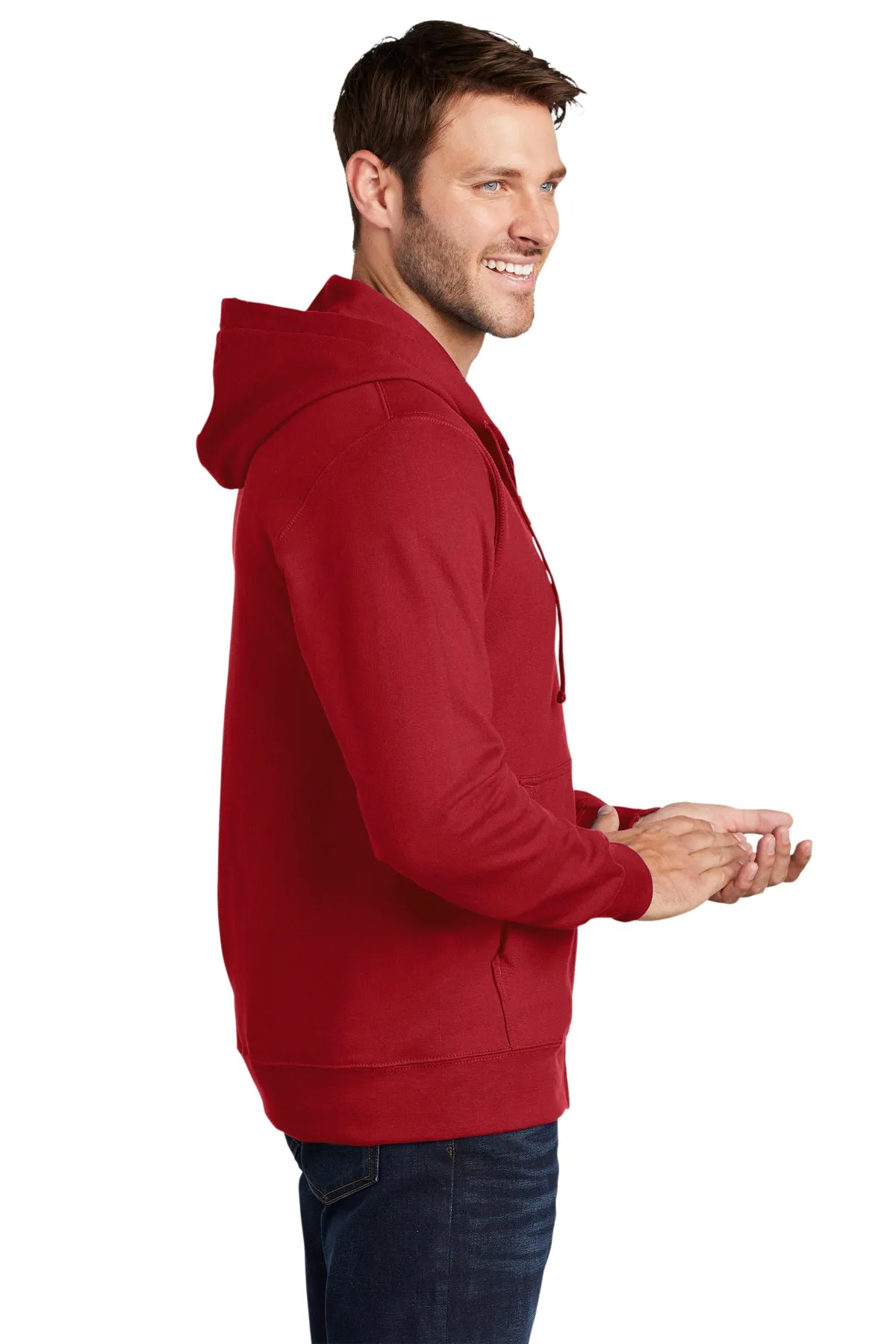 Port & Company Fan Favorite Fleece Branded Zip Hoodies, Team Cardinal