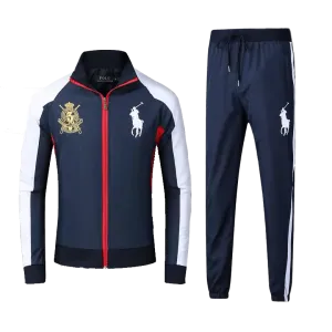 Prl Jockey Club Breathable Zip Down Polythene Tracksuit- Navy Blue