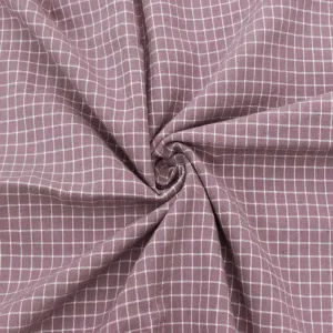 Quartz Mauve Purple-White Grid Plain Weave Shirting Fabric