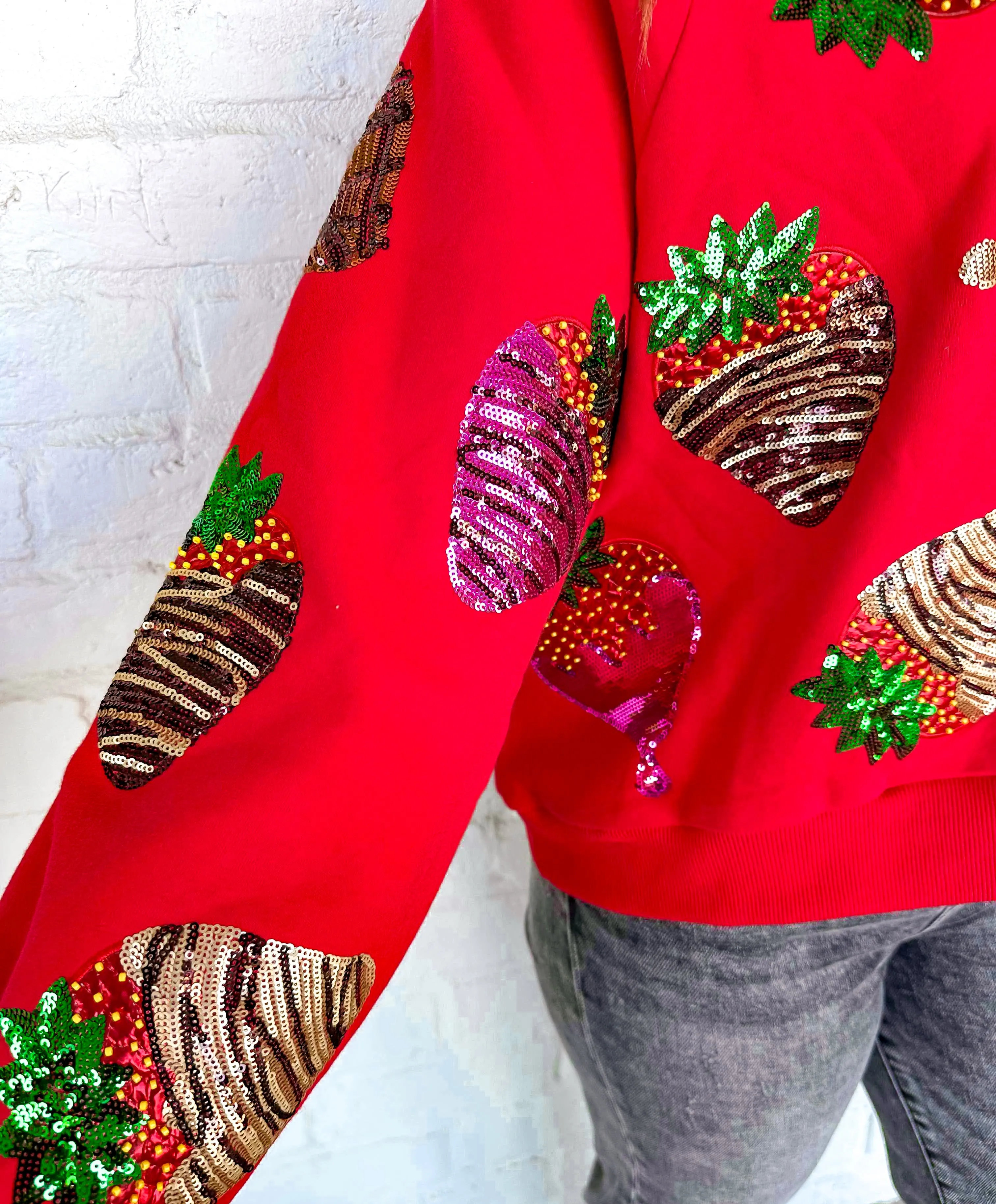 Queen Of Sparkles Red Chocolate Covered Strawberries Sweatshirt