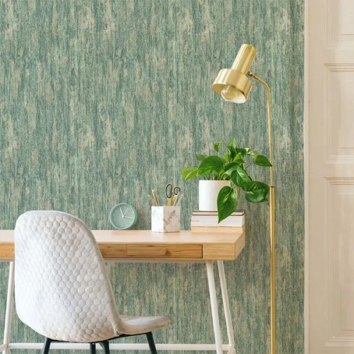 Retreat Plain Textured Metallic Wallpaper