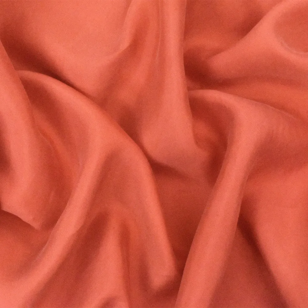 Simple Orange Famous Designer Cupro-Rayon Peach Skin Twill Woven Fabric